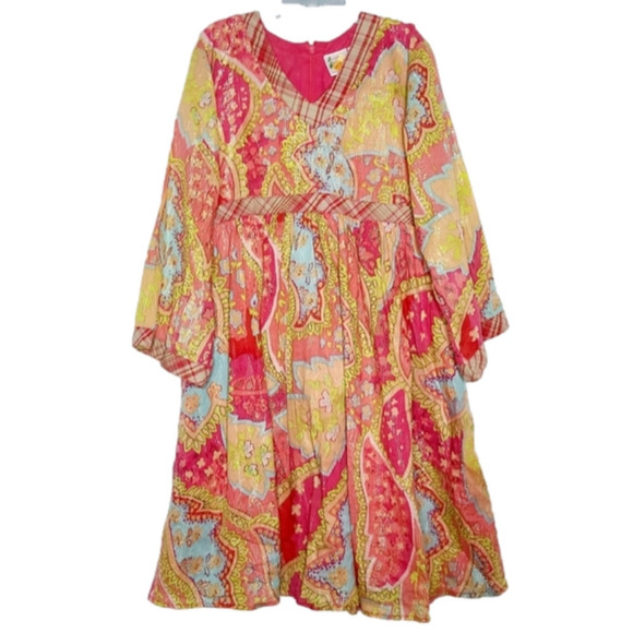 𝅺GORGEOUS Boutique Le Fromage et L'Orange Pink Glitter Dress Girls Sz 10 - Picture 1 of 4